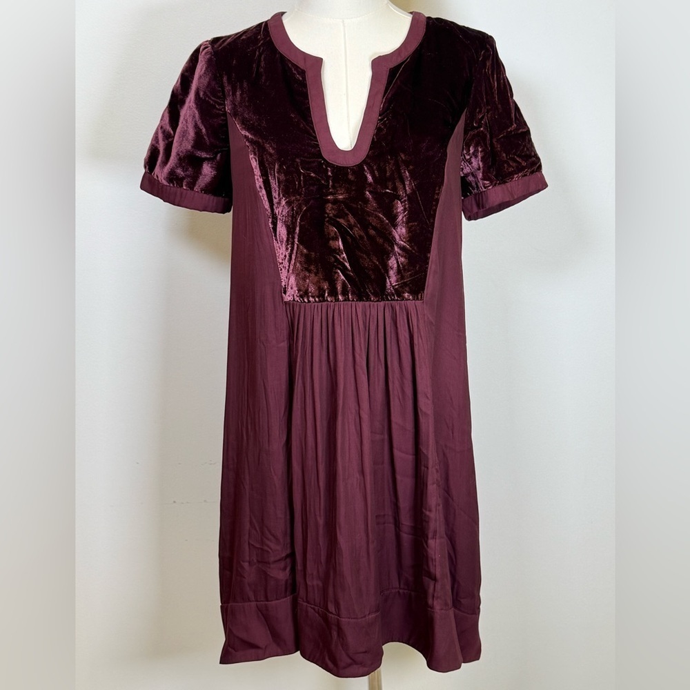 Anthropologie Maeve ‘Ingrid’ Purple Velvet Swing Tunic Dress Women’s Size Small